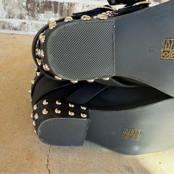 Jeffrey Campbell Free People Sz 12 Black Studded Draco Stud Boots New - Picture 10 of 15